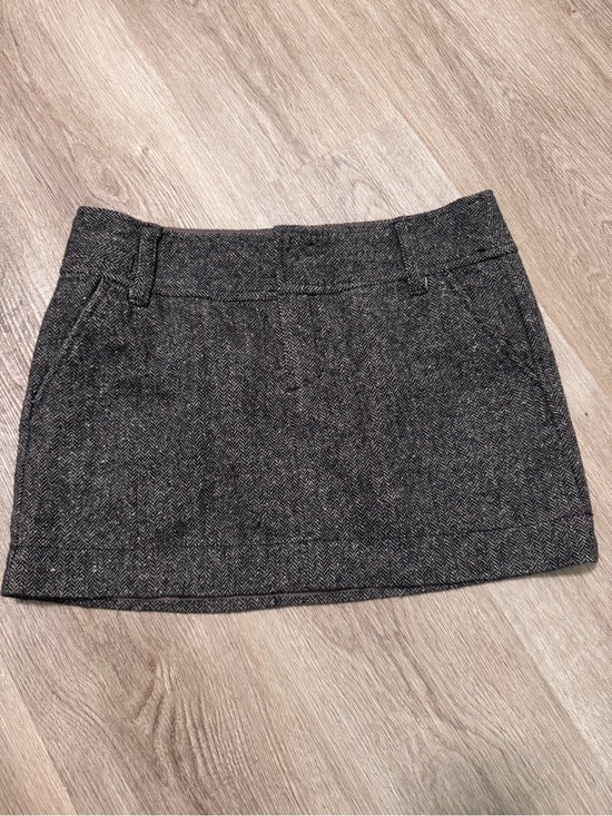 American Eagle Outfitters Dresses & Skirts - American Eagle Outfitters Tweed Twill Herringbone Brown Mini Skirt Wool Y2K